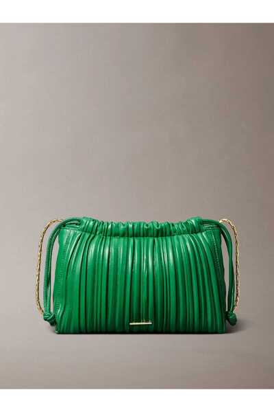Calvin Klein Drawstring Plisse Women's Green Bag Lv04F3076G-0K6