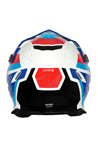 Just1 J34 Pro Globe Kapalı Motosiklet Kaskı Mavi Beyaz Kırmızı