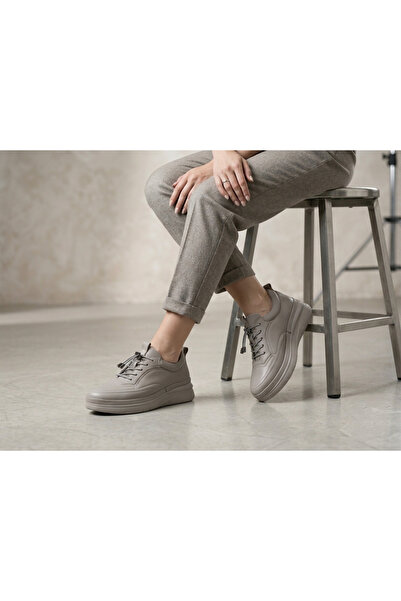 Deripabuc Hakiki Deri Silver Kadın Deri Sneaker DP87-0120