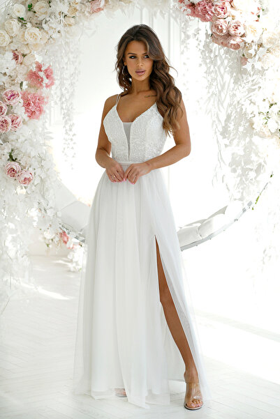 OEM Rochie Dama Eleganta Bicotone Ecru - Model 300-23