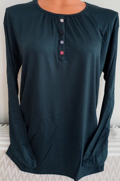 Anne Er Clothing Summer Combed Cotton Blouse Long Sleeve Crew Neck Elastic Sl...