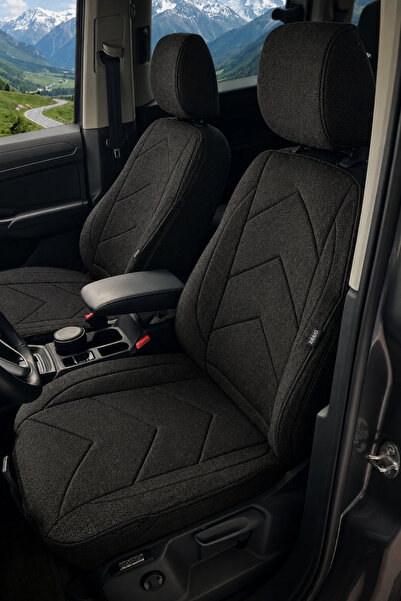 LUGMO Linen Fabric Car Seat Cover Cushion Front 2 Piece Set Anti-Sweat Lined ...