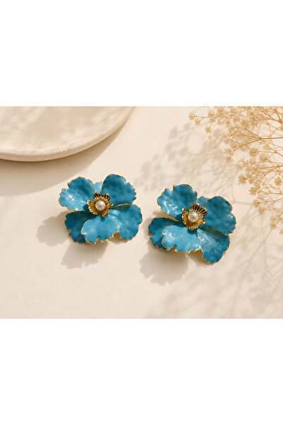 Archhazel Jewelery Blue Flower Model Pearl Xuping Big Women's Earrings