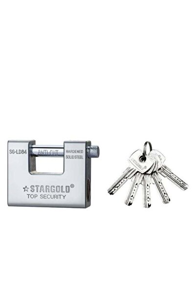Stargold Heavy Duty Padlock 84mm Solid Steel Anti Cut Lock with 5 Keys Top Se...
