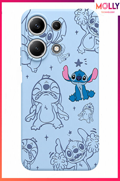 Molly REDMİ NOTE 13 PRO 4G İçin Bebe Mavisi Stitch Tatlı Çılgınlık Desenli Si...