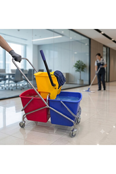 Circles Professional 32L Double Floor Cleaning Trolley (Trolley) Two Baskets ...