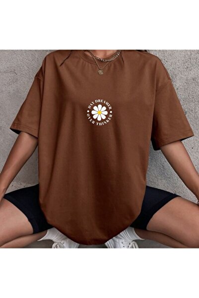 Boi Women's Daisy Dreamer Printed Cycling Oversize T-Shirt - over Thinker Det...