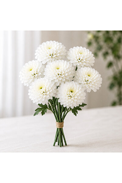 Doğahome 7 Dallı Beyaz Yapay Kasımpatı Demeti 30 cm – Gerçek Dokulu Dekoratif Çiçek Buketi