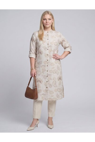 Kayra 100% Cotton Patterned Tunic Cream