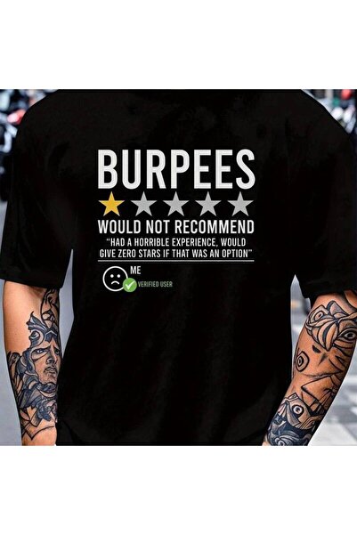 212Wear Men's Funny Burpees Gym Humor T-Shirt "Would Not Recommend" Workout T...