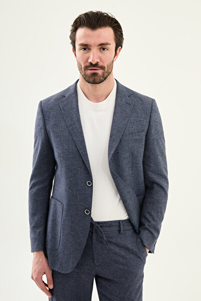 Mcr Gray Slim Fit Mono Collar Pocket Trousers Drawstring Men's Suit Navy Blue...