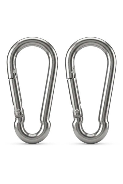 Duravel 2Pcs 2.3 Inch Galvanized Steel Carabiner Clips, Silver, Spring Snap H...