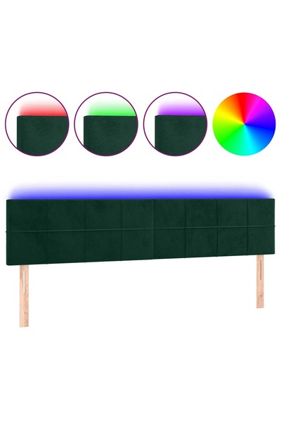 vidaxl Tăblie de pat cu LED, verde închis, 160x5x78/88 cm, catifea