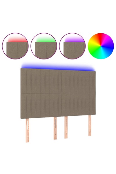 vidaxl Tăblie de pat cu LED, gri taupe, 144x5x118/128 cm, textil