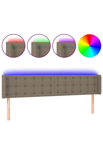 vidaxl Tăblie de pat cu LED, gri taupe, 183x16x78/88 cm, textil