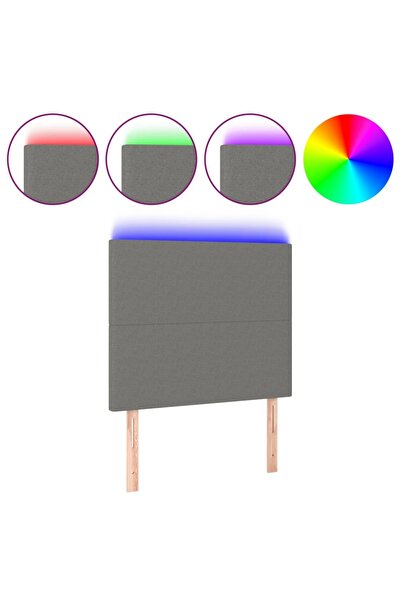 vidaxl Tăblie de pat cu LED, gri închis, 90x5x118/128 cm, textil