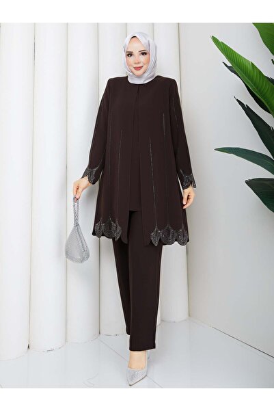ESLEMNUR 2-piece pants set with laser cut stones