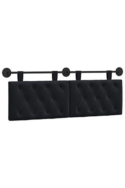 vidaxl Tăblie de pat suspendată Cu lumină LED Negru Catifea
