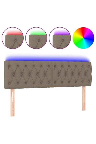 vidaxl Tăblie de pat cu LED, gri taupe, 144x7x78/88 cm, textil