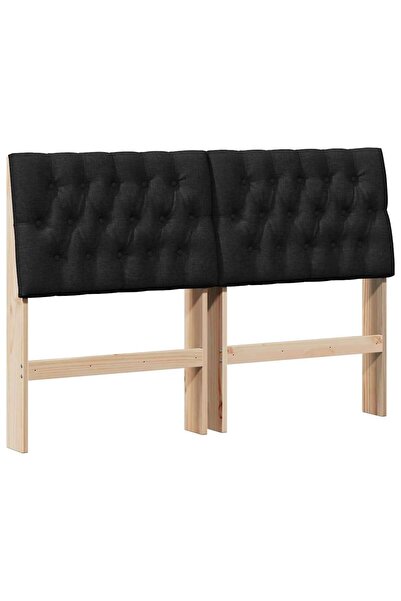 vidaxl Tăblie tapițată Negru 135 cm Lemn de pin masiv