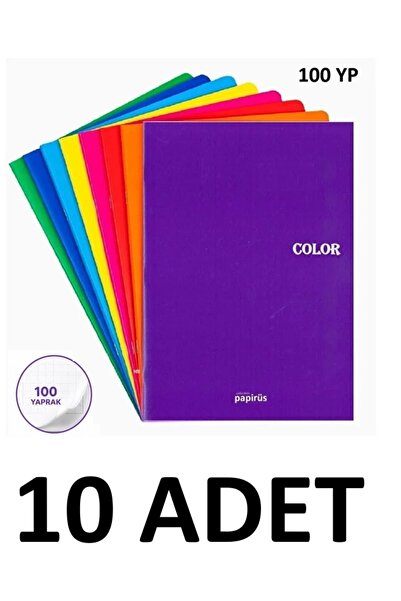 PaPirüs 10 Adet A4 Colornote Tel Dikişli 100 Yaprak Kareli Defter