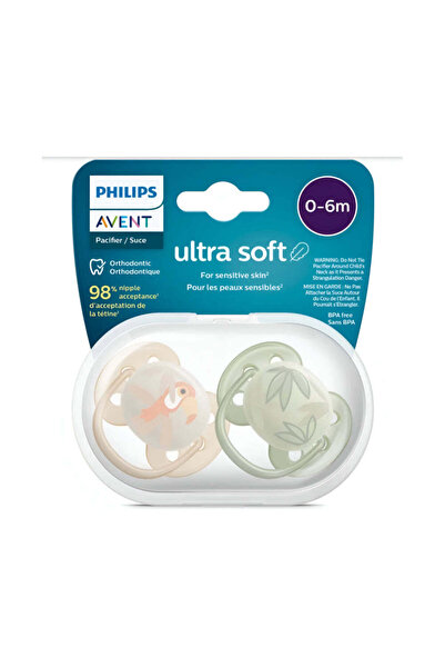 Philips Avent Ultra Soft Baby Pacifier, 0-6 Months, 2-Pack | SCF091/07