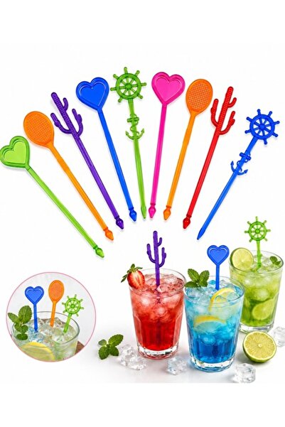 Big Party Plastik Kokteyl Karıştırıcı Uzun 10'lu Renkli