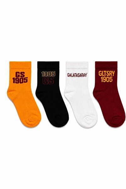 Galatasaray Lisanslı Taraftar Çorap Unisex 4'lü Yetişkin Soket Konç Çorap 190...