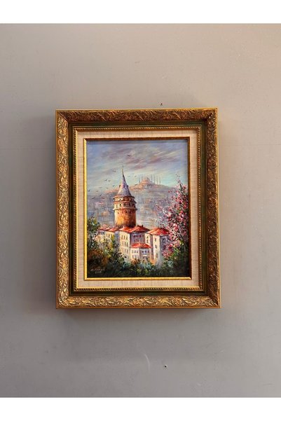 Asmin Sanat Evi GALATA KULESİ MANZARALI YAĞLI BOYA TABLO 55X45 CM