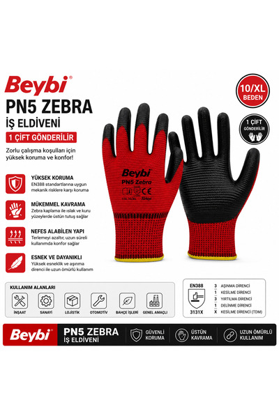 Beybin Beybi Pn5 Zebra Work Gloves Worker Gloves Bağ Garden Gloves All Sector...