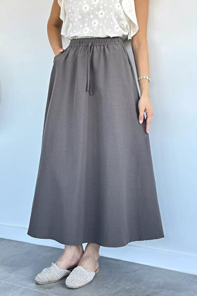 Aryena Koyuvizon Women's Elastic Waist Double Pocket Skirt