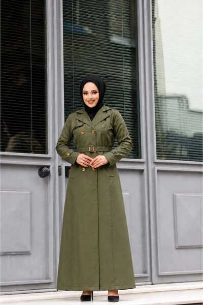KMKkombin Double-Breasted Collar Belted Long Youth Sports Trench Coat
