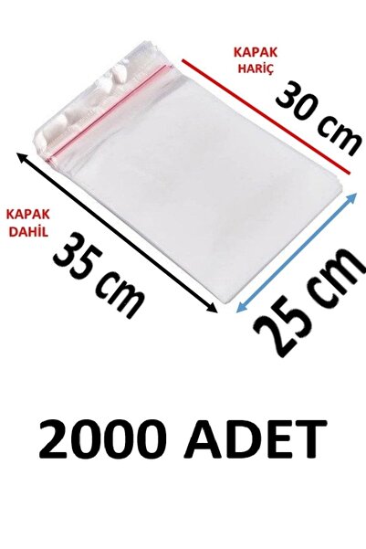 MTKardeşler 2000 قطعة 25X30+5 سم أكياس جيلاتينية شفافة لاصقة