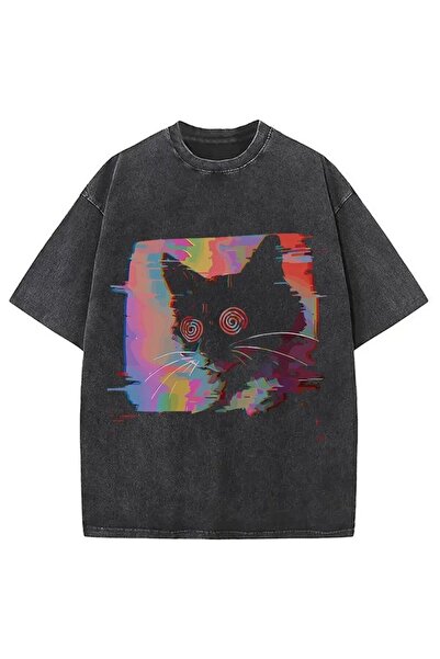 classy moda Unisex Colorful Oversize Printed T-Shirt Streetwear Comfortable F...