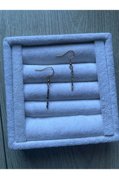 Pel Design Hematite Stone Steel Gold Color Earrings Handmade