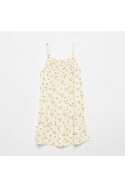 KIABI All-over print dress with thin straps BEIGE