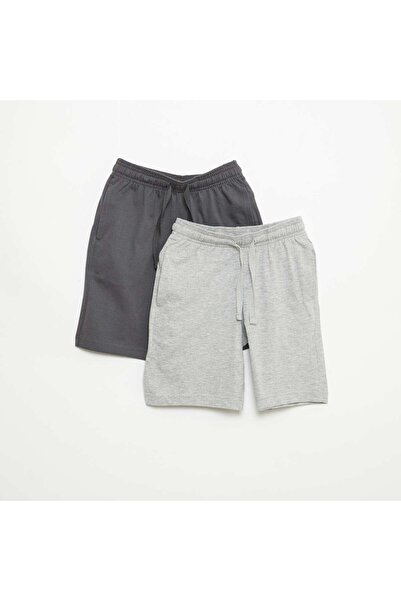 KIABI 2-Pack of Solid Color Cotton Jersey Shorts GREY
