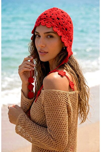 LAGRANZE Flora Cotton Lace Knitted Bandana Beanie