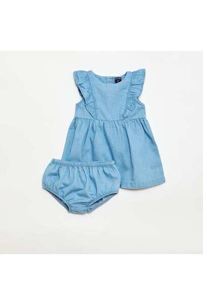 KIABI Denim Dress & Bloomers Set - 2-Piece BLUE