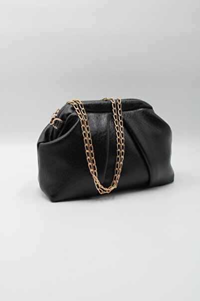 LASSO Women's Black Clutch Portfolio Chain Crossbody Hand and Shoulder Bag