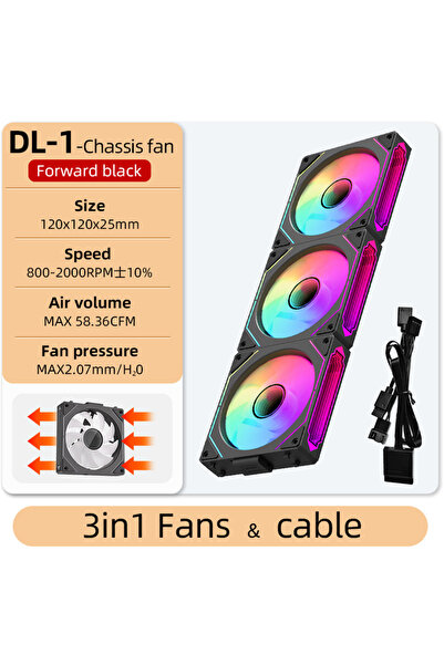 Choice5 A-RGB As Show Forward Black 3in1 Coolcirc DL-1 120mm PC Case Fan 800-...