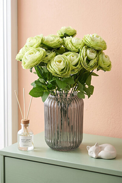 Yapay Çiçek Deposu Artificial Flower 7-Piece Aria Rose Bunch 38 cm Green