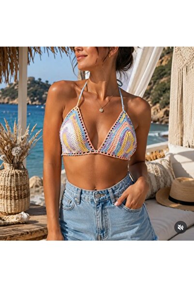 Butik El örgüsü bikini üstü
