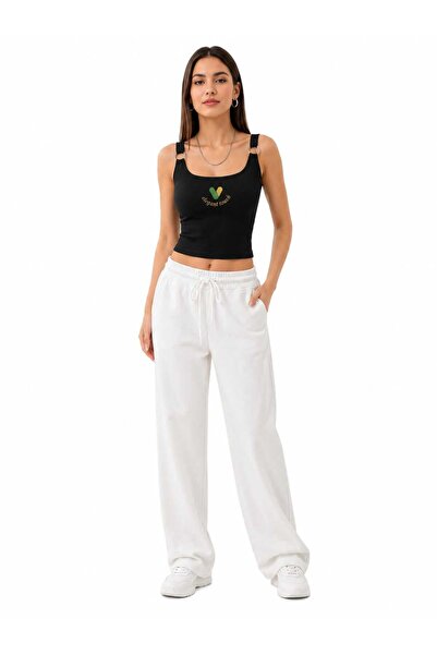 Generic Brand Women's Ring Detailed Thick Strap Gathering Fit Crop Blouse Und...