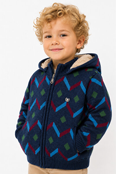 Babyhola Boy's Removable Hooded Inside Velsoft Winter Knitwear Thick Cardigan...