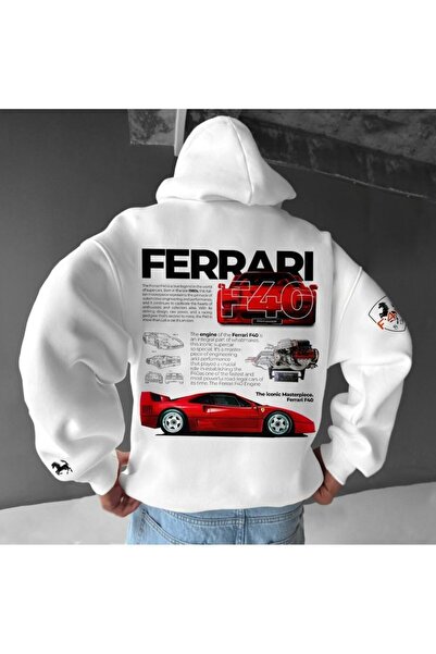 classy moda Unisex Back Car Printed Hooded 3-Thread Combed Cotton Sweatshirt