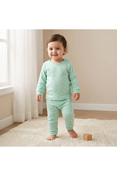 Juniors All-Over Polka Dot Print T-shirt and Pyjama Set