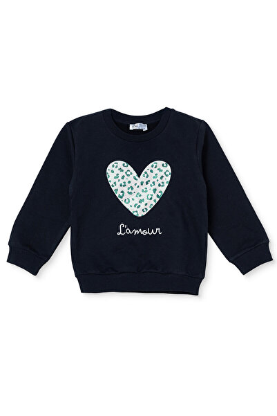 ebebek Hello Baby HelloBaby Kız Bebek Sweatshirt Kalp Baskılı Bisiklet Yaka L...