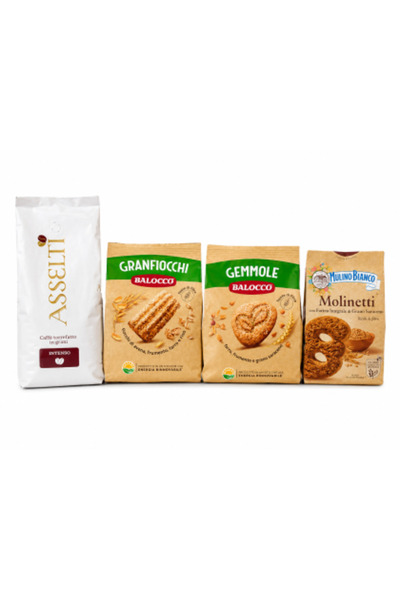 Asselti Set Italia – Boabe de cafea și Biscuiți integrali italieni, 4 produse