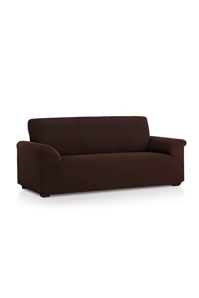 McDecor Ελαστικό Κάλυμμα Τριθέσιου Καναπέ Ντέλος Καφέ -